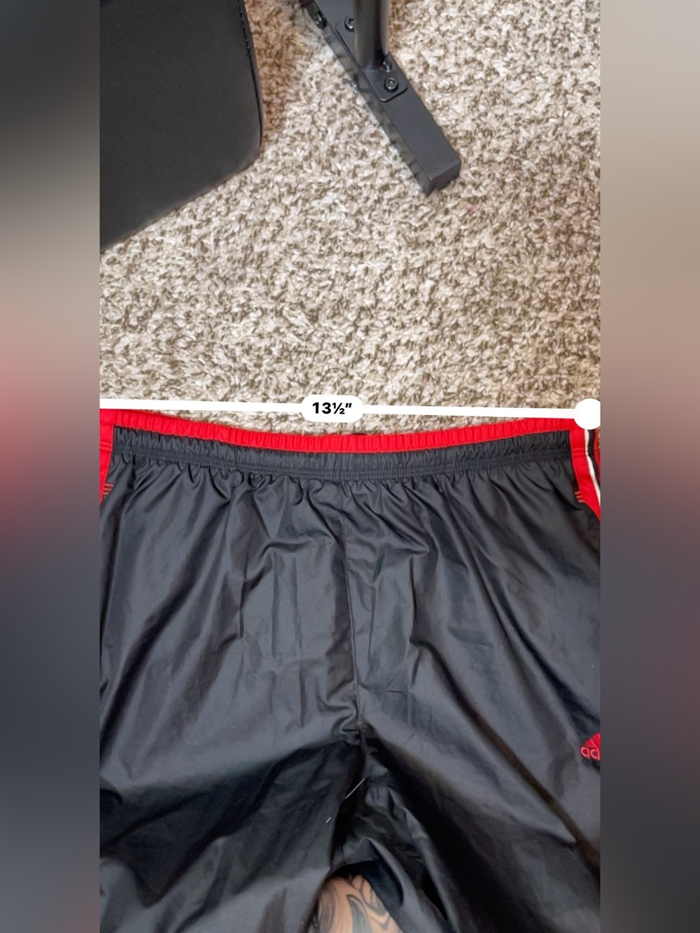 adidas Black Track Pants with Red Side Stripes - Picture 9 of 10